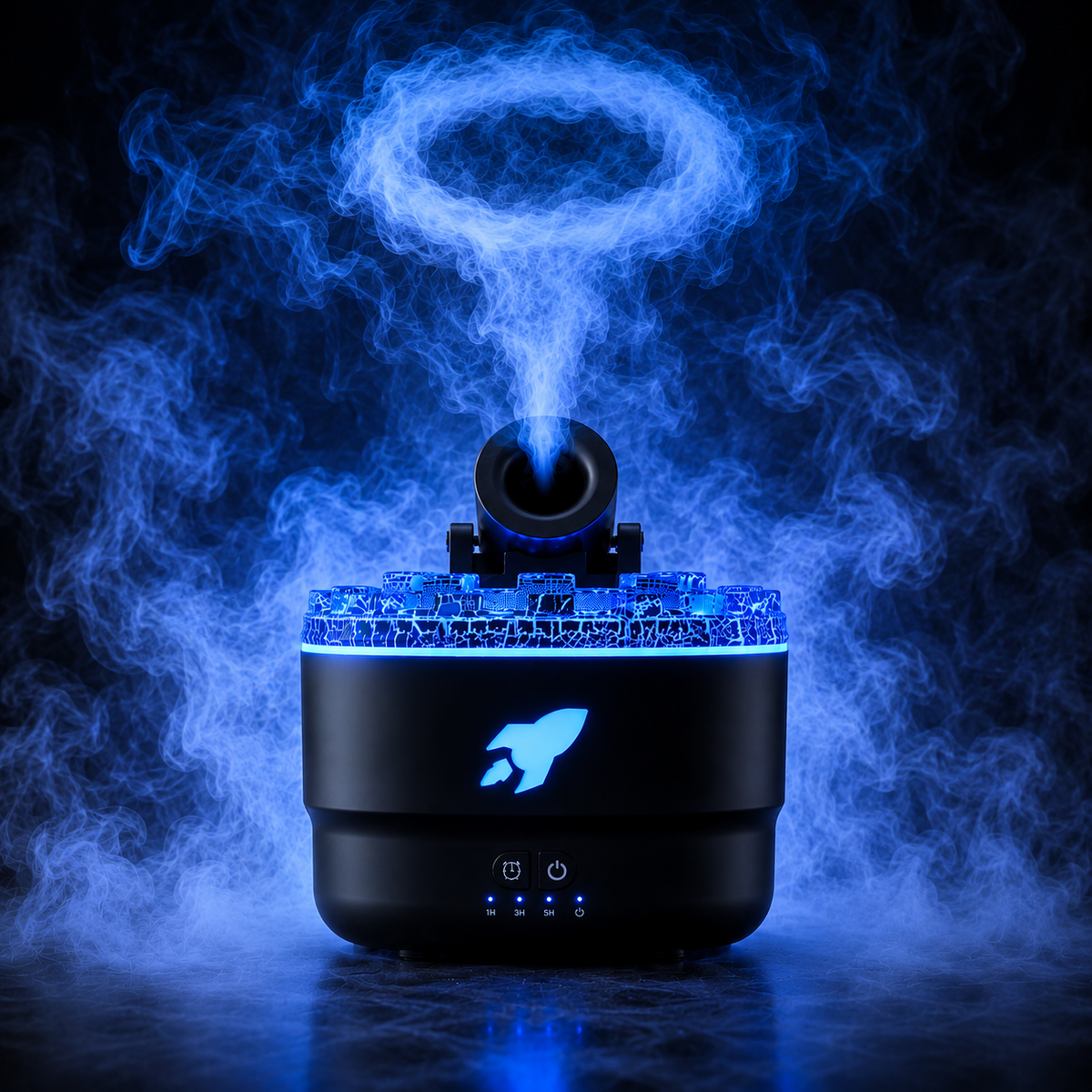 Diffuseur d'arôme flamme volcanique Humidificateur à anneau de fumée avec lumière crépitante