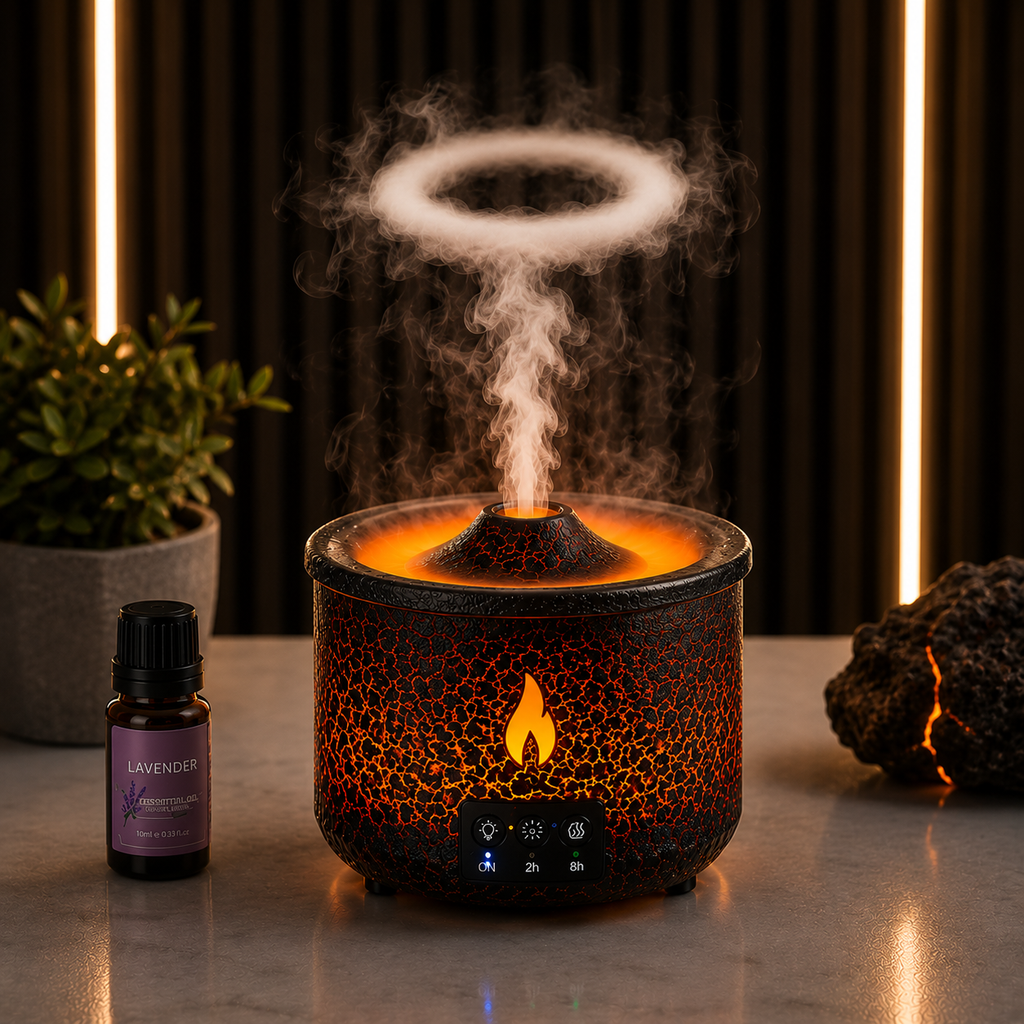 Diffuseur d'arôme flamme volcan 360 ml humidificateur à anneau de fumée