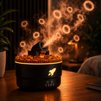 Diffuseur d'arôme flamme volcanique Humidificateur à anneau de fumée avec lumière crépitante